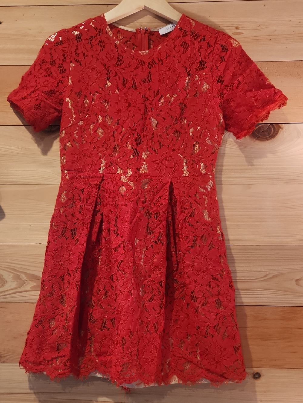Lush Red Floral Lace Fit-and-Flare Dress